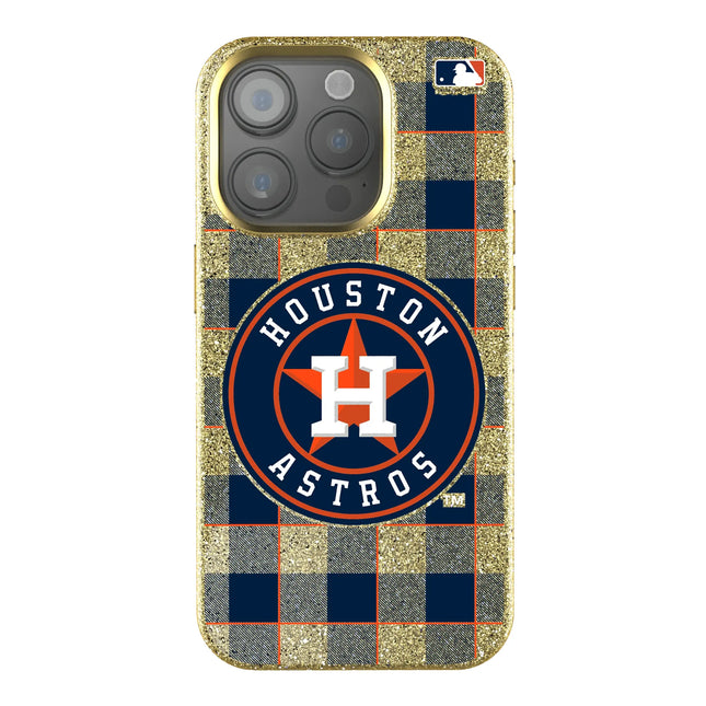Houston Astros Plaid Bling Phone Case for Apple iPhone