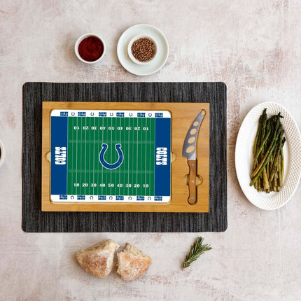 Indianapolis Colts Football Field - Icon Glass Top Cutting Board & Knife Set