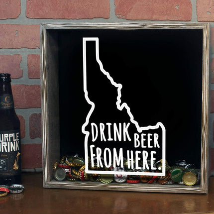 Idaho Drink Beer From Here Beer Cap Shadow Box