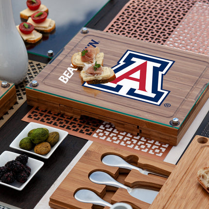 Arizona Wildcats - Concerto Glass Top Cheese Cutting Board & Tools Set