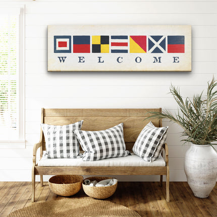 Nautical Welcome Flag Sign - Maritime Signal Flags - Coastal Decor