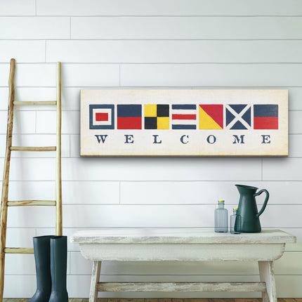 Nautical Welcome Flag Sign - Maritime Signal Flags - Coastal Decor