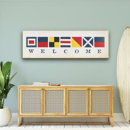 Nautical Welcome Flag Sign - Maritime Signal Flags - Coastal Decor