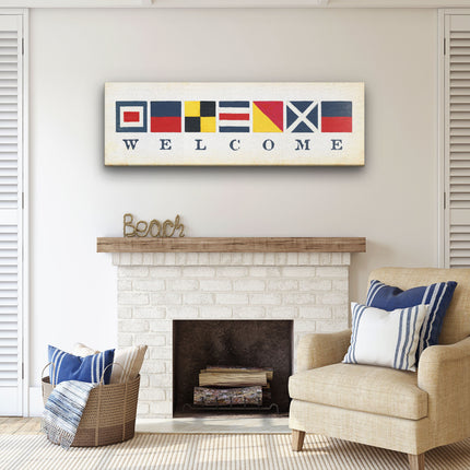 Nautical Welcome Flag Sign - Maritime Signal Flags - Coastal Decor