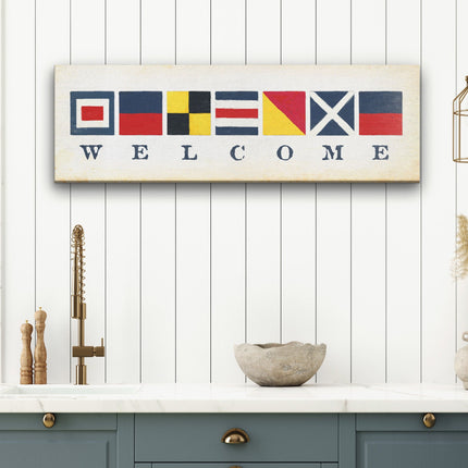 Nautical Welcome Flag Sign - Maritime Signal Flags - Coastal Decor