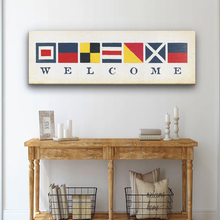 Nautical Welcome Flag Sign - Maritime Signal Flags - Coastal Decor