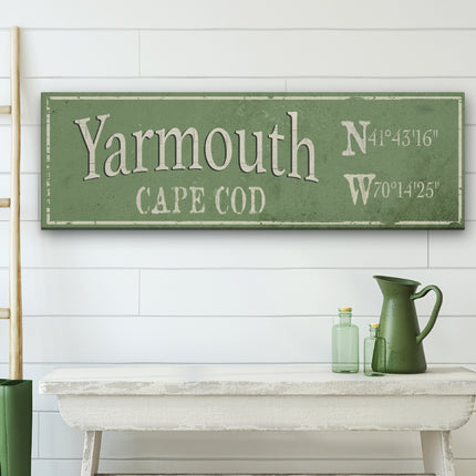 Personalized Rustic City Town Canvas Sign with Latitude Longitude Coordinates