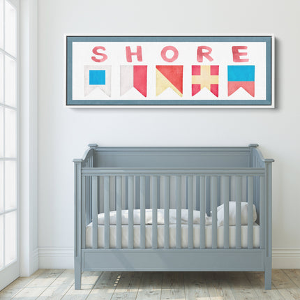 Framed Shore House Sign - Nautical Flag Canvas Coastal Wall Decor
