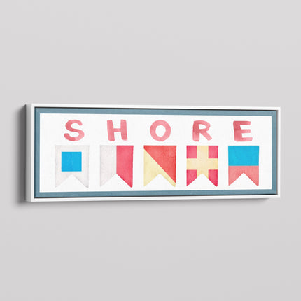 Framed Shore House Sign - Nautical Flag Canvas Coastal Wall Decor