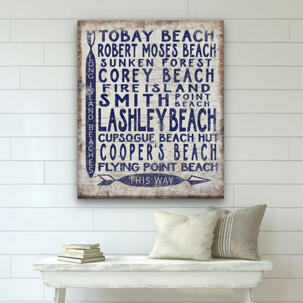 Long Island Beaches Sign Wood - Look Shore Arrow Sign