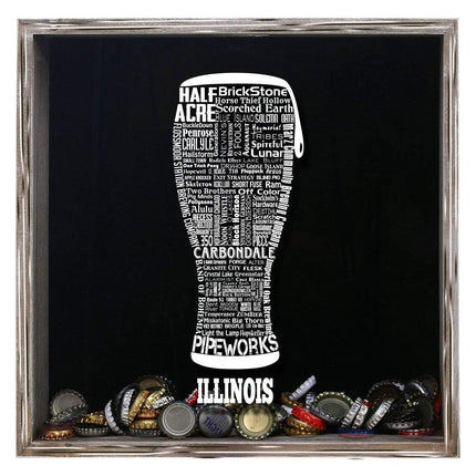 Illinois Beer Typography Shadow Box