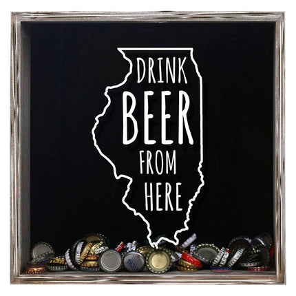 Illinois Drink Beer From Here Beer Cap Shadow Box