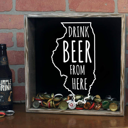 Illinois Drink Beer From Here Beer Cap Shadow Box