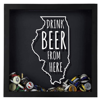 Illinois Drink Beer From Here Beer Cap Shadow Box