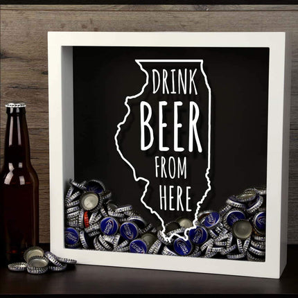 Illinois Drink Beer From Here Beer Cap Shadow Box