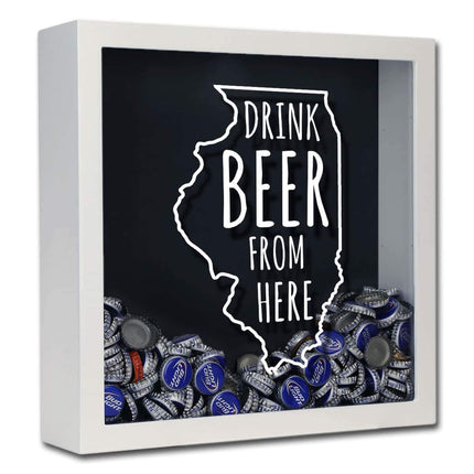 Illinois Drink Beer From Here Beer Cap Shadow Box