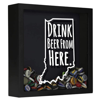 Indiana Drink Beer From Here Beer Cap Shadow Box