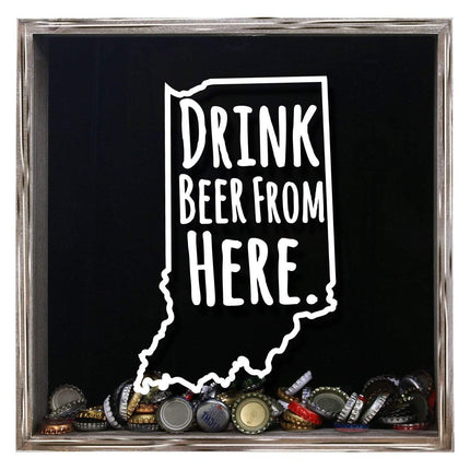 Indiana Drink Beer From Here Beer Cap Shadow Box