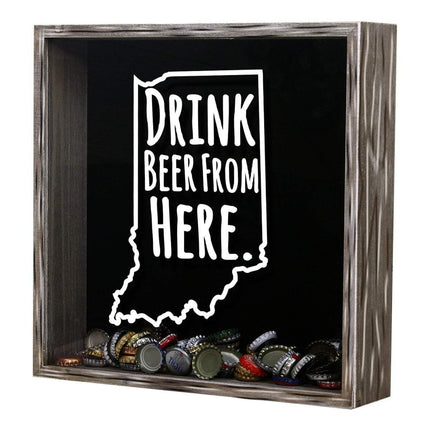 Indiana Drink Beer From Here Beer Cap Shadow Box