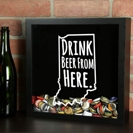 Indiana Drink Beer From Here Beer Cap Shadow Box