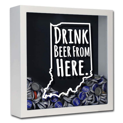 Indiana Drink Beer From Here Beer Cap Shadow Box