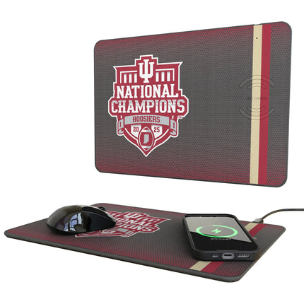 Indiana University Hoosiers 2025 College Football Playoff National Champion 15-Watt Wireless Charger and Mouse Pad
