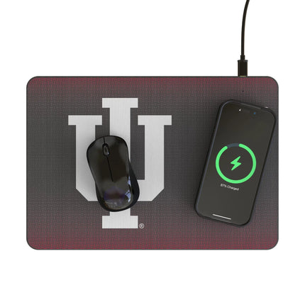 Indiana University Hoosiers Linen 15-Watt Wireless Charger and Mouse Pad
