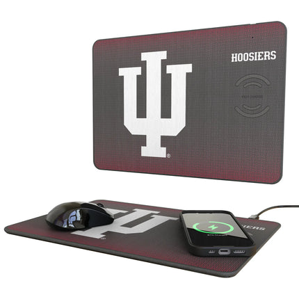 Indiana University Hoosiers Linen 15-Watt Wireless Charger and Mouse Pad