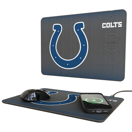 Indianapolis Colts Linen 15-Watt Wireless Charger and Mouse Pad