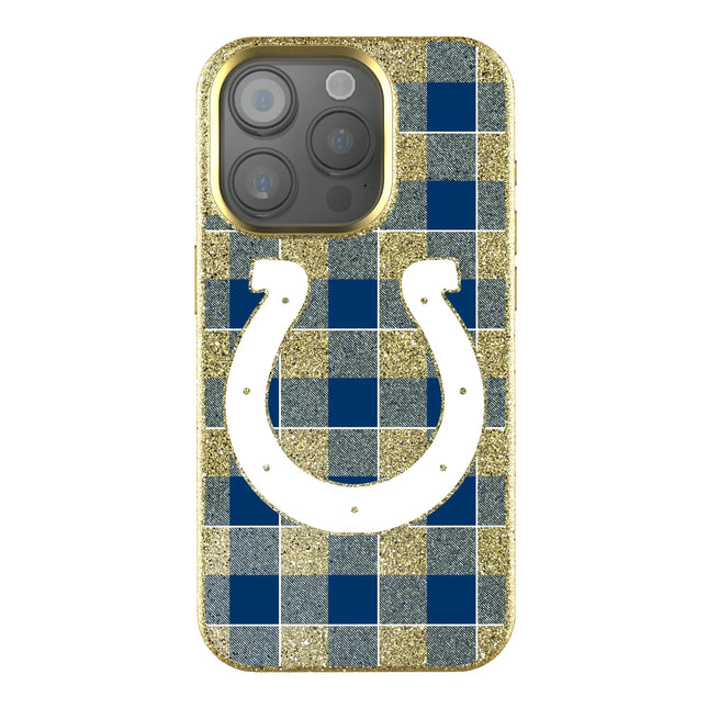 Indianapolis Colts Plaid Bling Phone Case for Apple iPhone