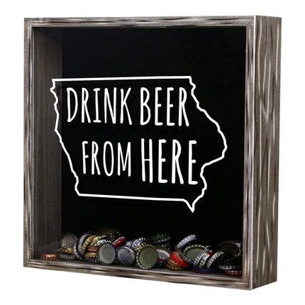 Iowa Drink Beer From Here Beer Cap Shadow Box