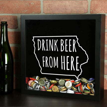 Iowa Drink Beer From Here Beer Cap Shadow Box