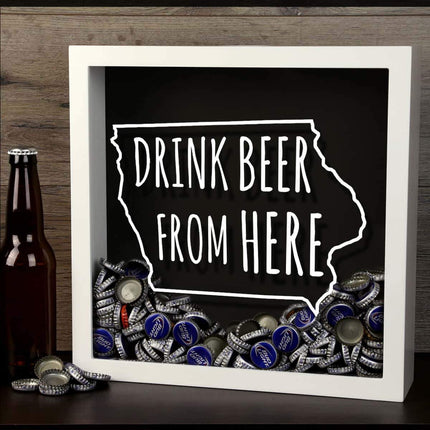 Iowa Drink Beer From Here Beer Cap Shadow Box