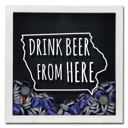 Iowa Drink Beer From Here Beer Cap Shadow Box