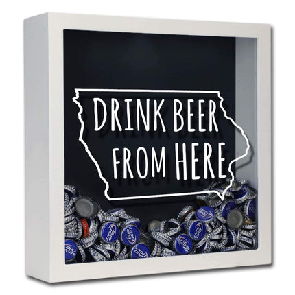 Iowa Drink Beer From Here Beer Cap Shadow Box
