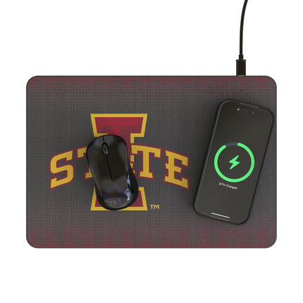 Iowa State University Cyclones Linen 15-Watt Wireless Charger and Mouse Pad