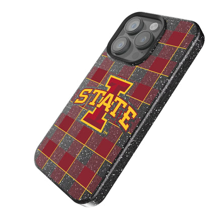 Iowa State University Cyclones Plaid Black Bling Phone Case for Apple iPhone