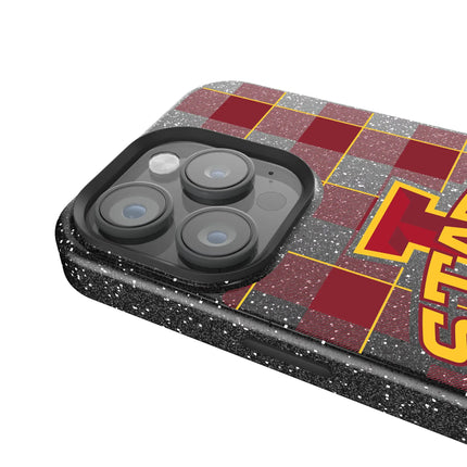 Iowa State University Cyclones Plaid Black Bling Phone Case for Apple iPhone