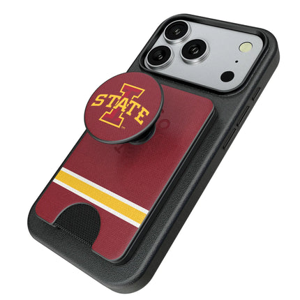 Iowa State University Cyclones Stripe PopSockets MagSafe-Compatible PopWallet+