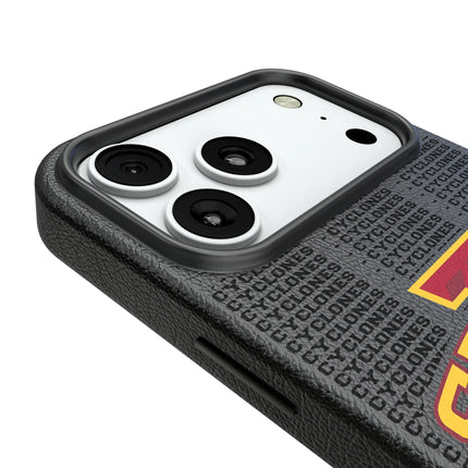 Iowa State University Cyclones Text Backdrop MagSafe Compatible Phone Case for Apple iPhone
