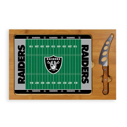Las Vegas Raiders Football Field - Icon Glass Top Cutting Board & Knife Set