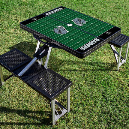 Las Vegas Raiders Football Field - Picnic Table Portable Folding Table with Seats