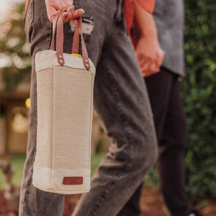 Pinot Jute Single Bottle Insulated Wine Bag