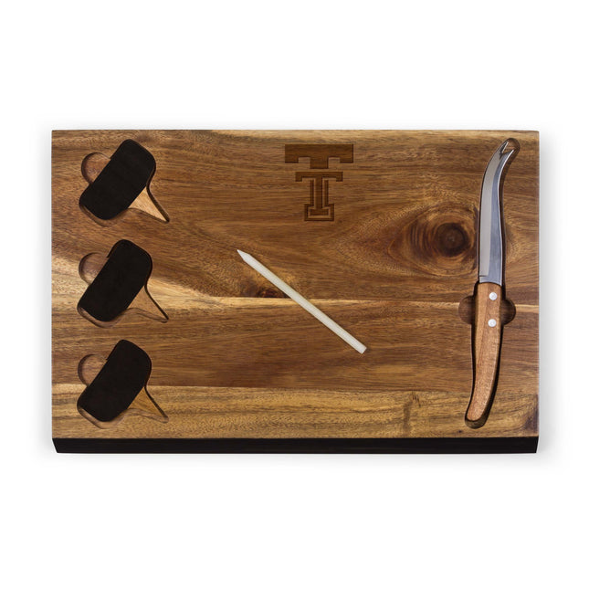 Texas Tech Red Raiders - Delio Acacia Cheese Cutting Board & Tools Set