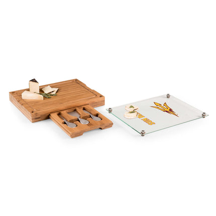 Arizona State Sun Devils Glass Top Cheese Cutting Board & Tools Set