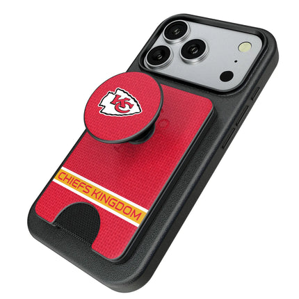 Kansas City Chiefs Endzone Solid PopSockets MagSafe-Compatible PopWallet+