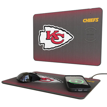 Kansas City Chiefs Linen 15-Watt Wireless Charger and Mouse Pad