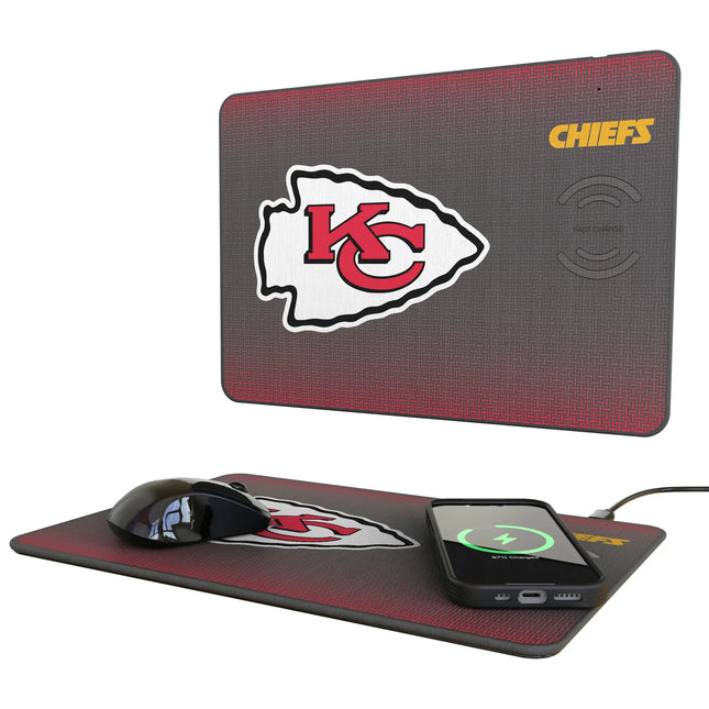 Kansas City Chiefs Linen 15-Watt Wireless Charger and Mouse Pad