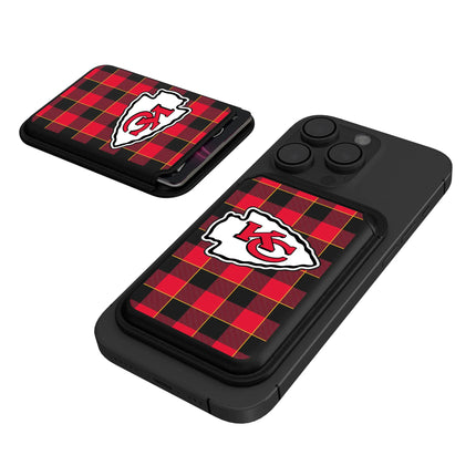 Kansas City Chiefs Plaid Black Magnetic Credit Card Wallet