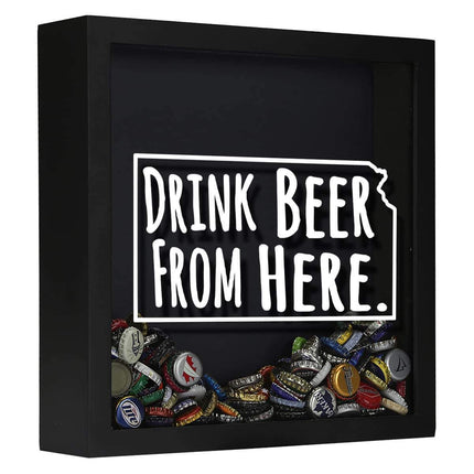 Kansas Drink Beer From Here Beer Cap Shadow Box